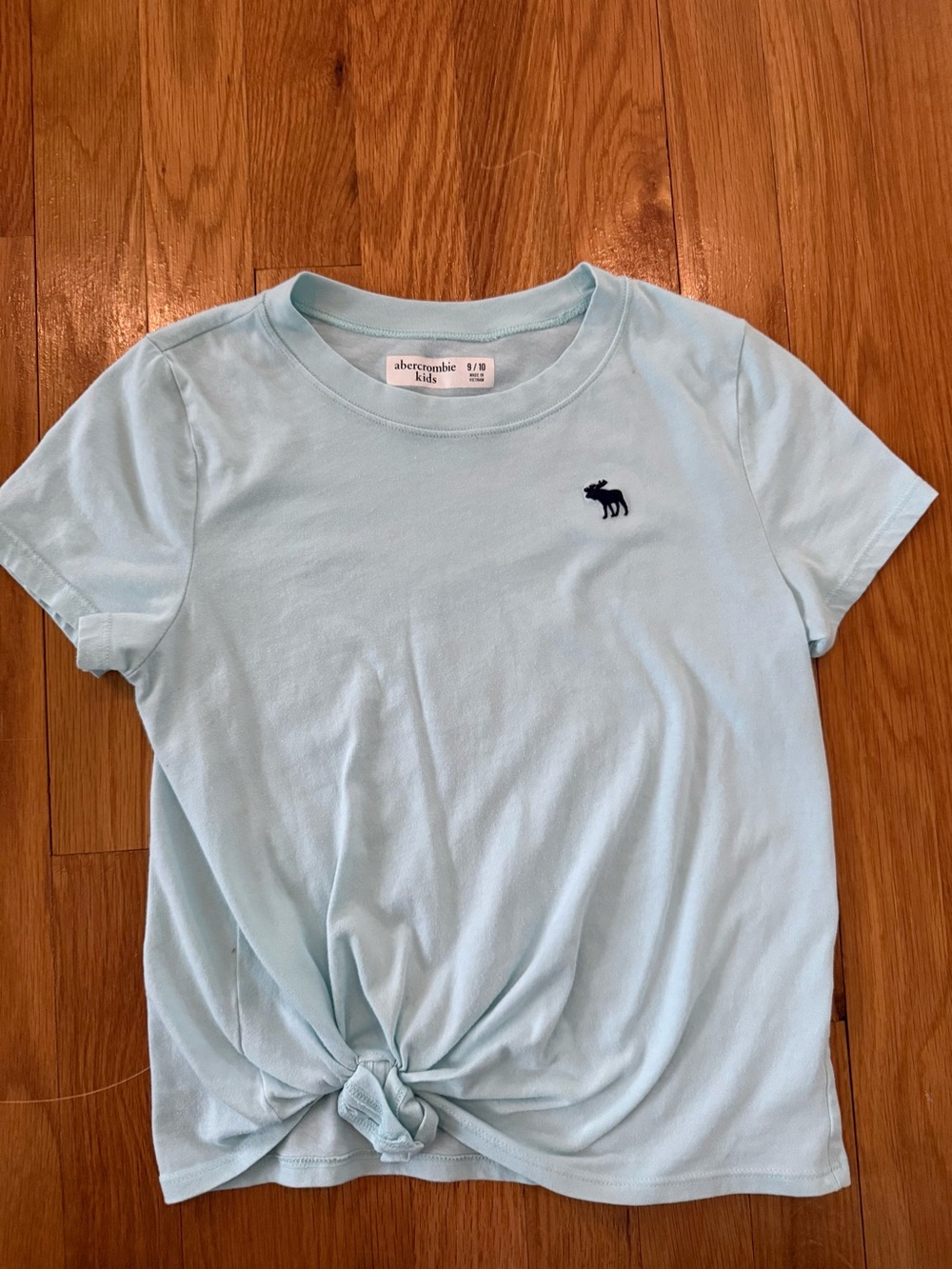 abercrombie kids light aqua crewneck tee with tie front